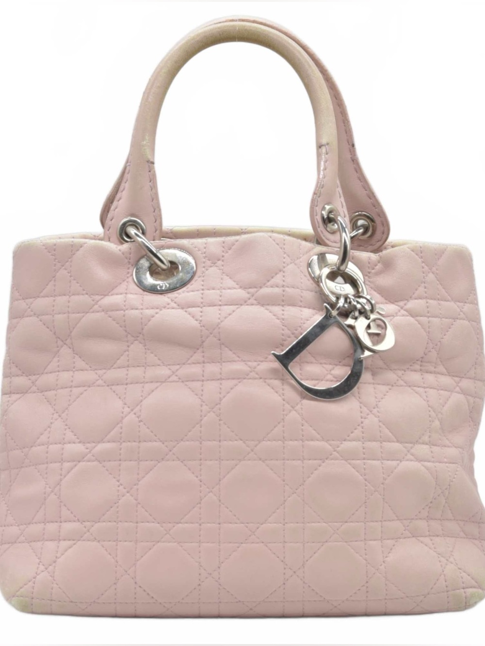 Authentic Dior Quilted Pink Tote Bag with Gold Hardware